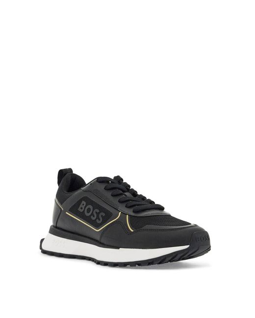 Boss Black Sneakers Jonah Runn Merbl Nere Con Dettagli Oro E Suola for men