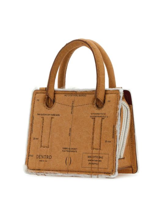 Dentro Brown Printed Paper Mini Otto Handbag Borse A Mano