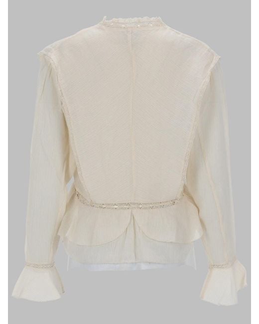 Isabel Marant White Mini Cotton-Linen Blend Top For