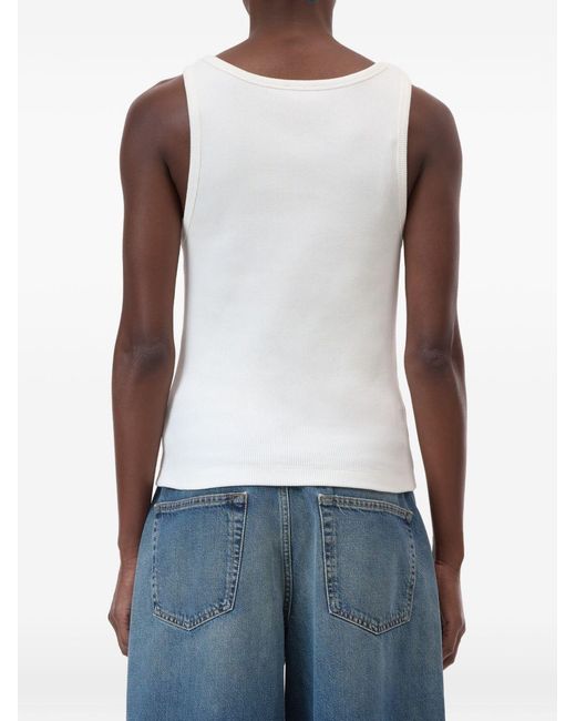 Closed Geribbelde Tanktop in het White