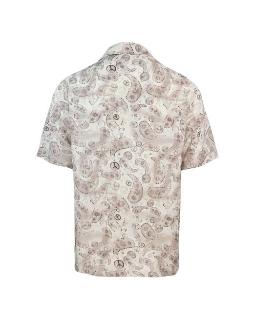 Emporio Armani White Camicia Con Stampa All Over Capsule Peace Asv