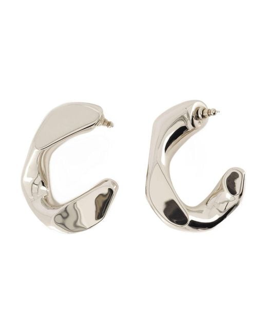 Boucles d'oreilles de cerceau de chaîne Silver Alexander McQueen en coloris Metallic