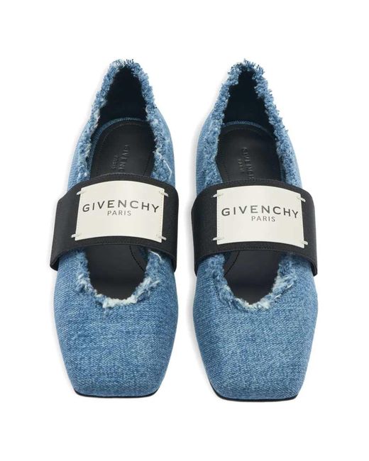 Givenchy Blue Ballerinas Mit Eckiger Kappe