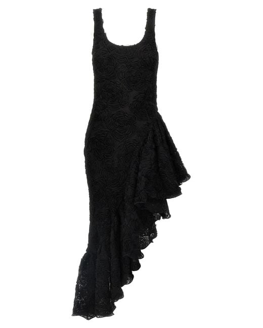 ROTATE BIRGER CHRISTENSEN Roteer Birger Christensen 'flower Mesh Ruffle' Jurk in het Black