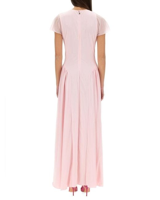 ROTATE BIRGER CHRISTENSEN Pink Long Dress With Draped Silhouette
