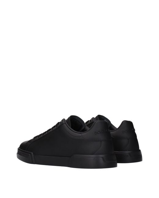 Dolce & Gabbana Black Portofino Uomo Sneakers Leather