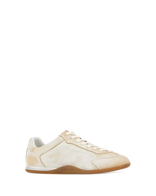 Gucci White Ivory Leather Shift Sneakers