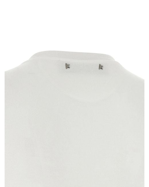 Golden Goose Deluxe Brand White Journey Regular T-Shirt Jersey Tencel With Flag Print