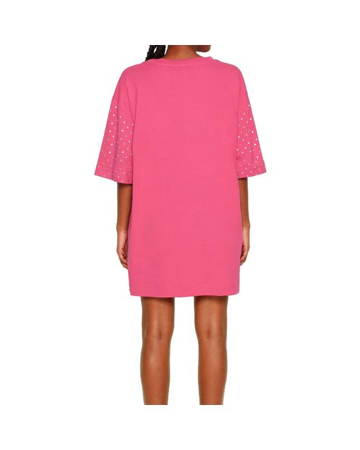 Moschino Couture Pink Cotton Crystal Teddy Dress