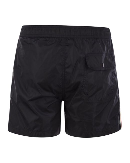 Moncler Black Swim Shorts With Tricolour Trim for men