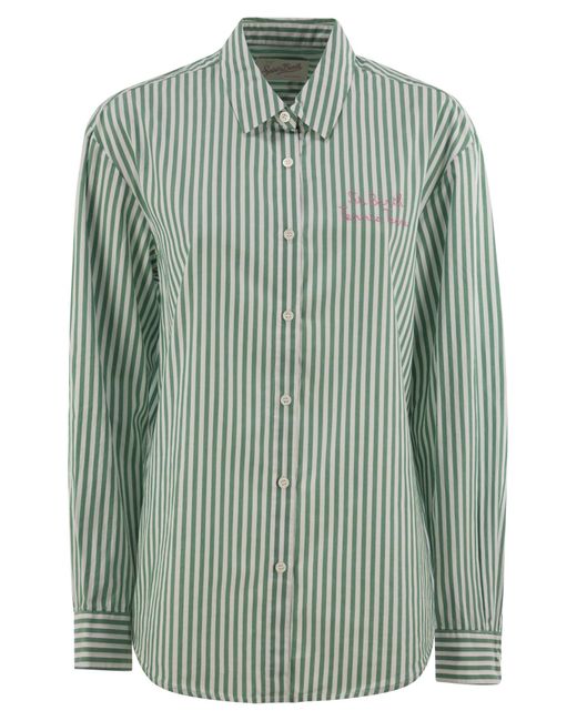 Mc2 Saint Barth Green Brigitte -Hemd mit gestreiftem Muster und Hello Kitty