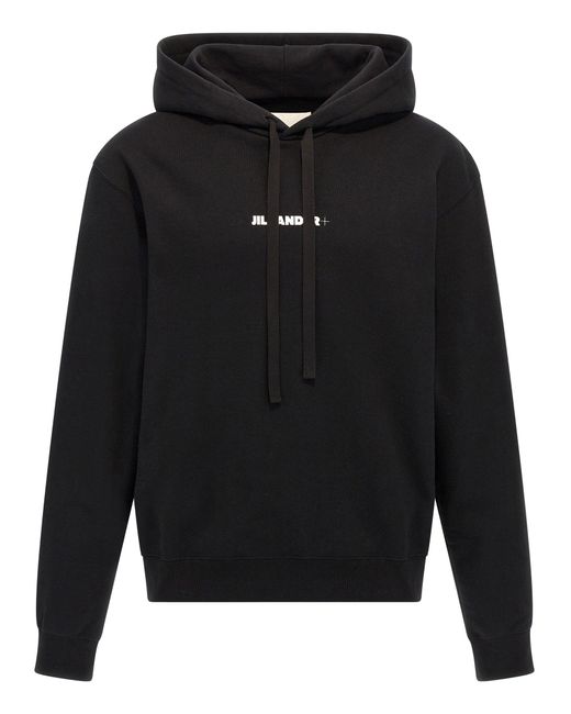 Jil Sander Logo Hoodie in het Black voor heren