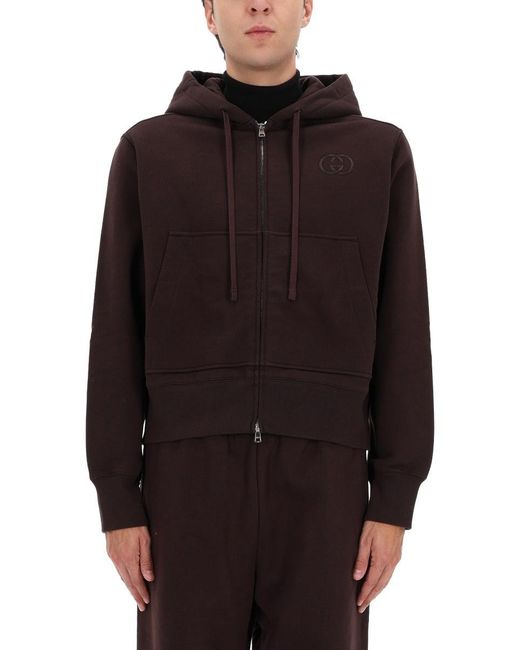 Gucci Black Sweatshirt With Logo Embroidery for men