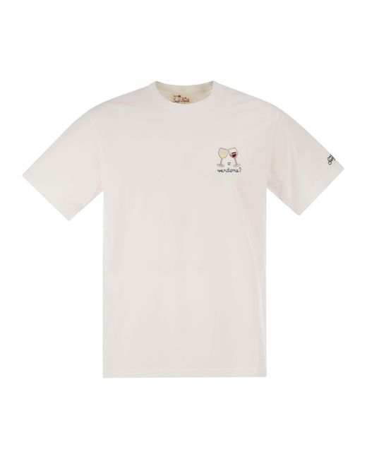 Mc2 Saint Barth White T Shirt With Embroidery On The Chest