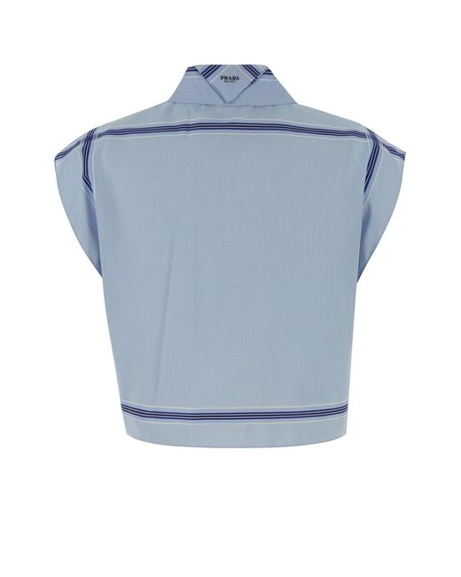 Prada Blue Regular Stripes Shirt