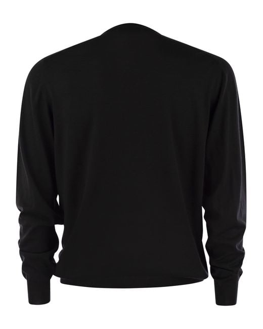 Fedeli Black Crew Neck Sweater for men