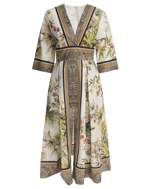 Elie Saab White Bedruckte Baumwolle Midi Kleid Foulard40 bedruckte Baumwolle