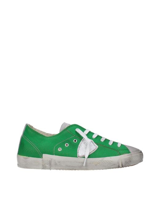 Philippe Model Green Sneakers Prsx Uomo Pelle Verde/Grigio for men
