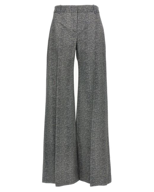 Ermanno Scervino Gray Herringbone Patterned Viscose Trousers