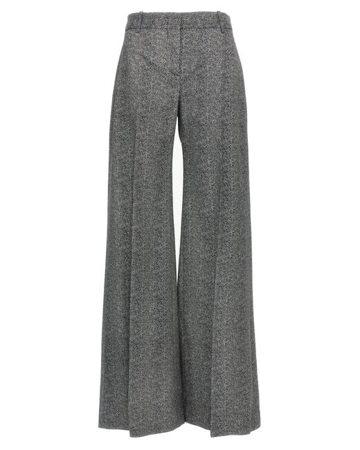 Ermanno Scervino Gray Herringbone Patterned Viscose Trousers