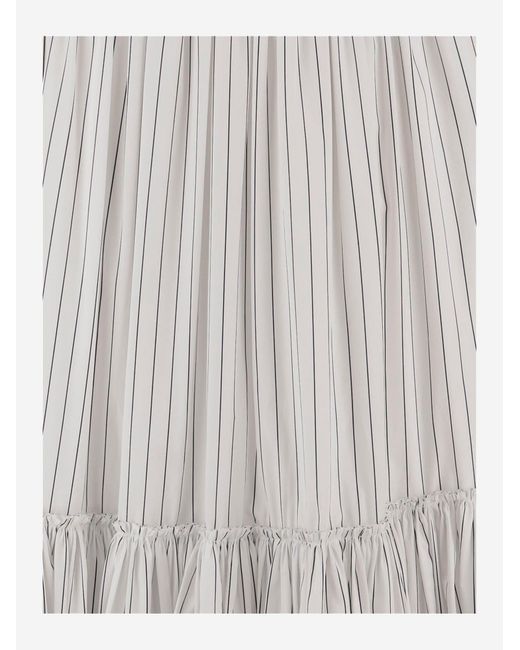 Jil Sander White Cotton Skirt With Striped Pattern