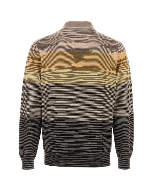 Missoni Gray Embroidered Wool Polo Shirt