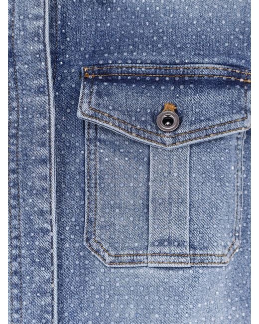 Self-Portrait Blue Rhinestone Denim Playsuit