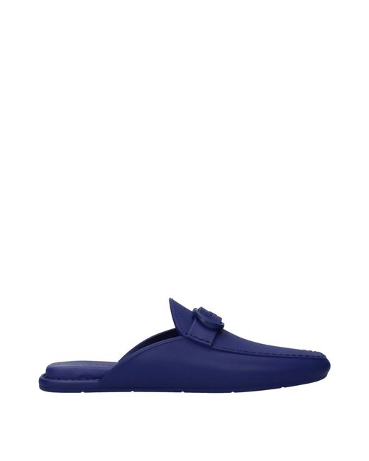 Ferragamo Blue Leather Jelly Slides And Clogs