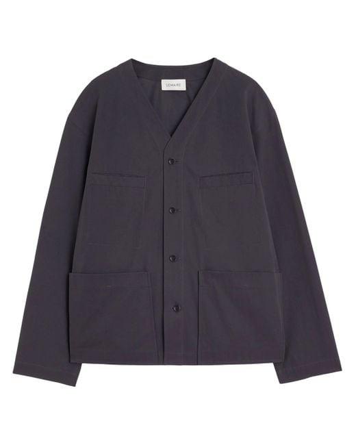 Lemaire Blue Collarless Overshirt