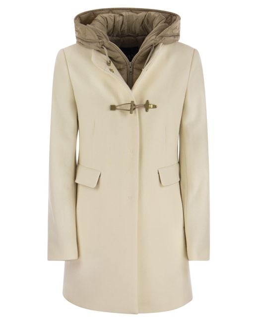 Fay Toggle Hooded Coat in het Natural
