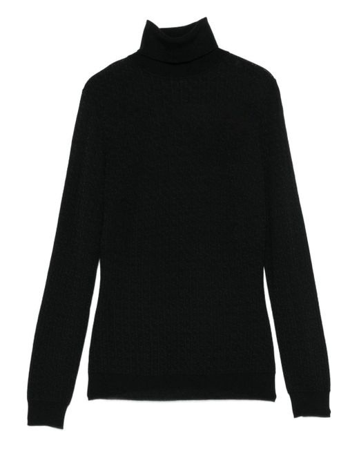 Elisabetta Franchi Wollen Blend Schildpad Nek Trui in het Black