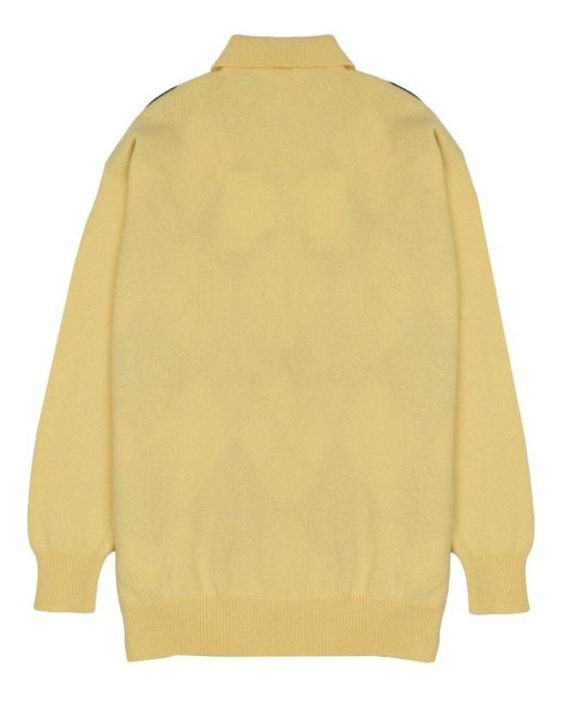J.W. Anderson Yellow Argyle Knit Polo Sweater for men