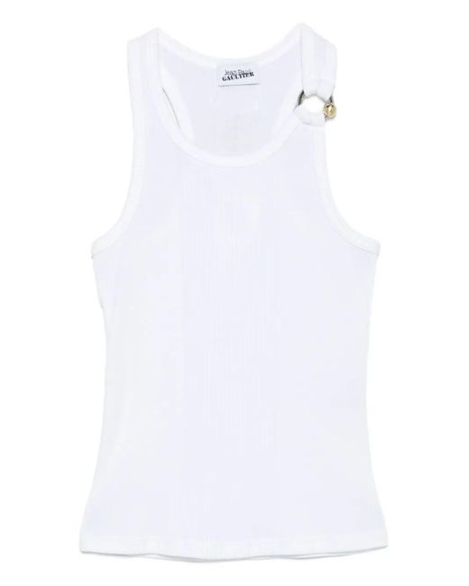 Jean Paul Gaultier White Baumwolltank -Top