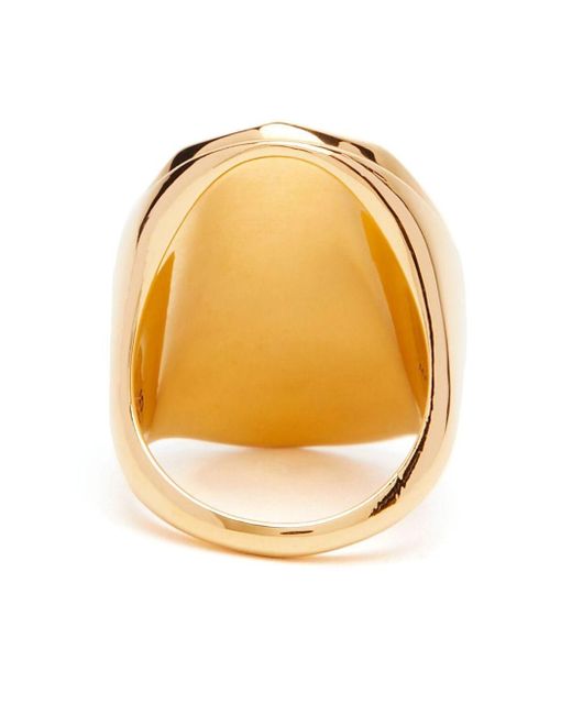 McQueen Metallic Stone Logo Ring