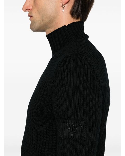 Prada Black Logo Lettering Sweater for men