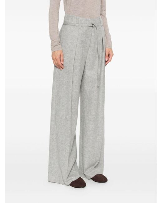 Brunello Cucinelli Gray Wide-Leg Light Trousers