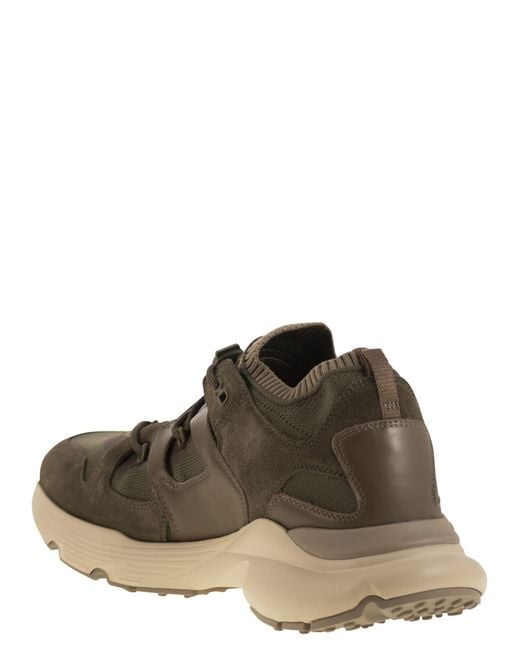 Tod's Brown Leather And Technical Fabric Sneakers for men