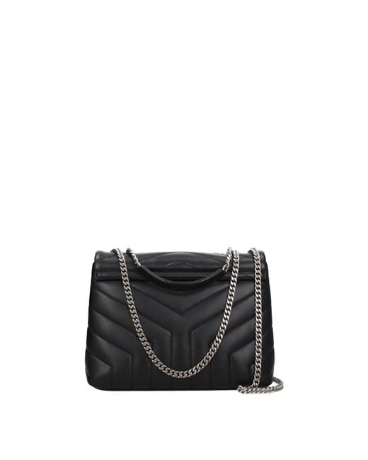 Saint Laurent Black Borse A Spalla Loulou Donna Pelle Nero