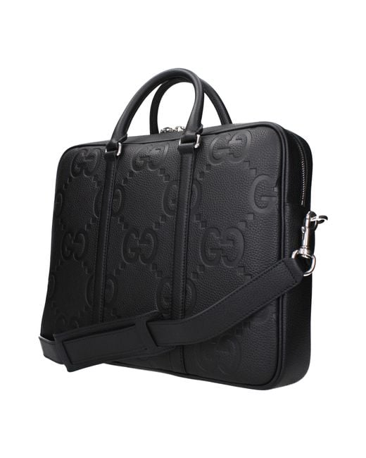Gucci Black Jumbo Work Bag Leather