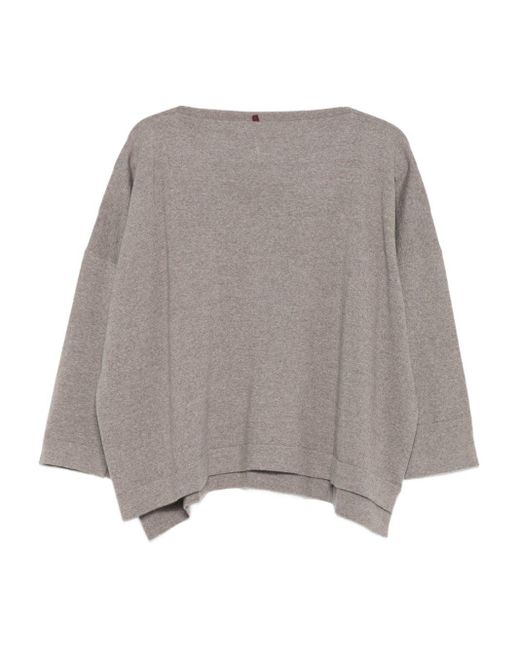 Daniela Gregis Gray Wool Boat Neck Sweater