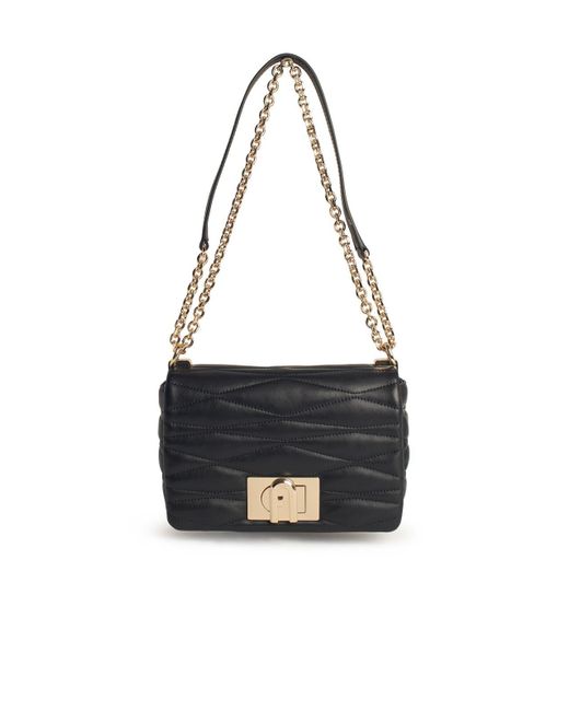 Furla '1927' Kleine Zwarte Leer Crossbody Tas in het Black