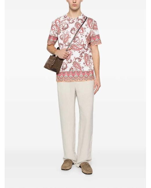 Etro Pink Cotton T-Shirt Roma