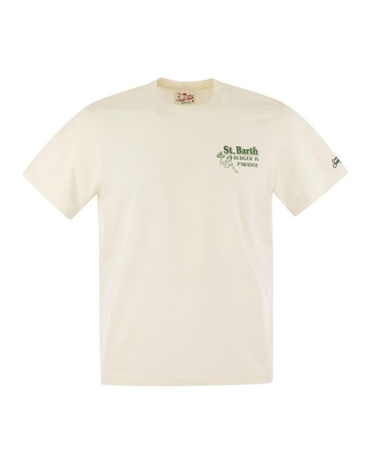 T Shirt con estampado en el pecho y espalda Mc2 Saint Barth de color White