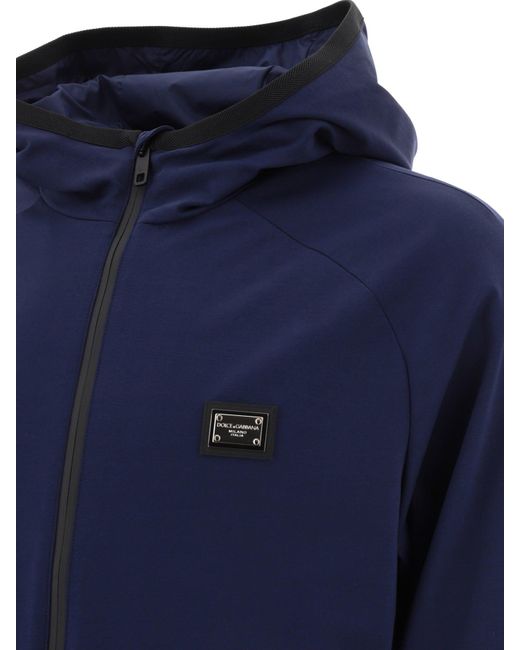 Dolce & Gabbana Jersey Jacke mit Kapuze in Blue für Herren