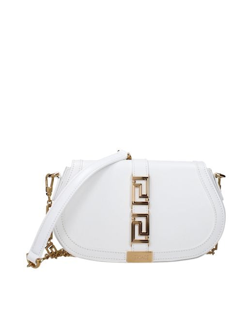 Versace White Borse A Tracolla Greca Goddess Donna Pelle Bianco