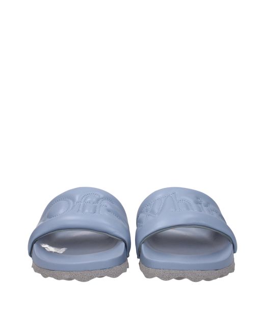 Off-White c/o Virgil Abloh Gebroken Witte Slippers En Hoeven Man Hemels Leer in het Blue voor heren