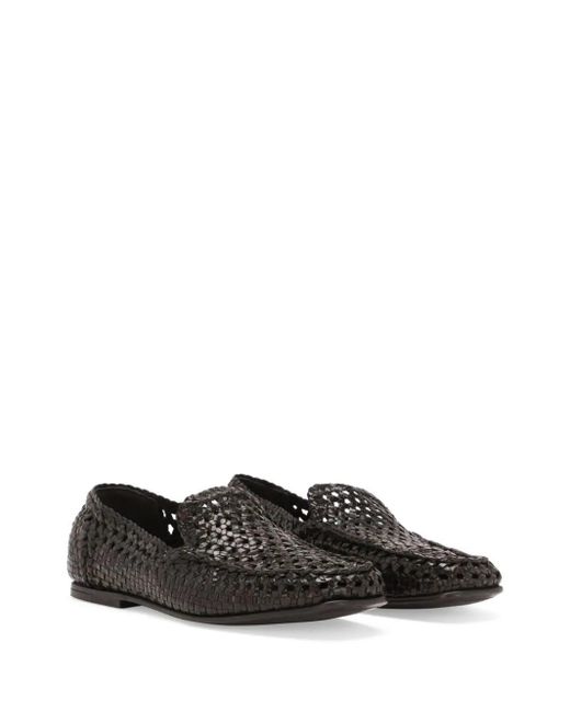 Dolce & Gabbana Black Intrecciato Moccasins for men