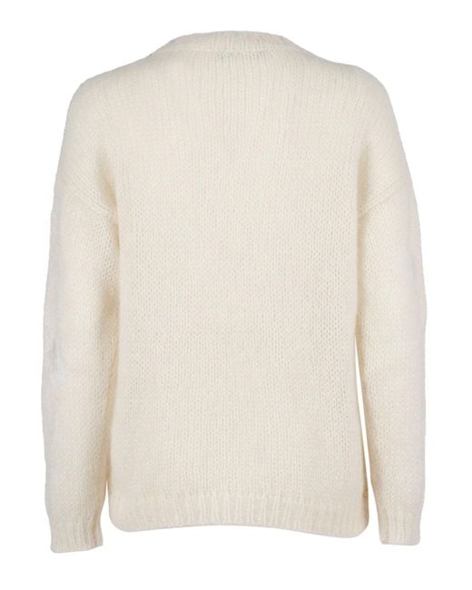 Fabiana Filippi Natural Lightweight Mohair Blend Sweater With Openwork Design