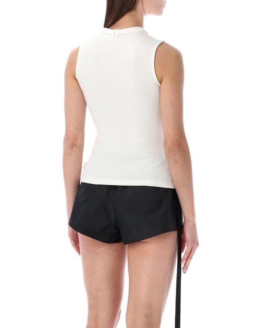 DIESEL White T-Iara Sleeveless Ribbed Cotton Top