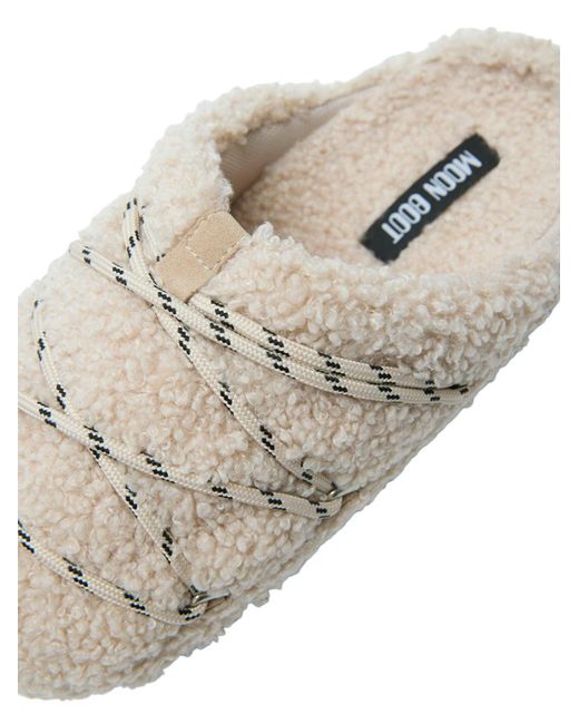 Moon Boot Teddypantoffels in het White